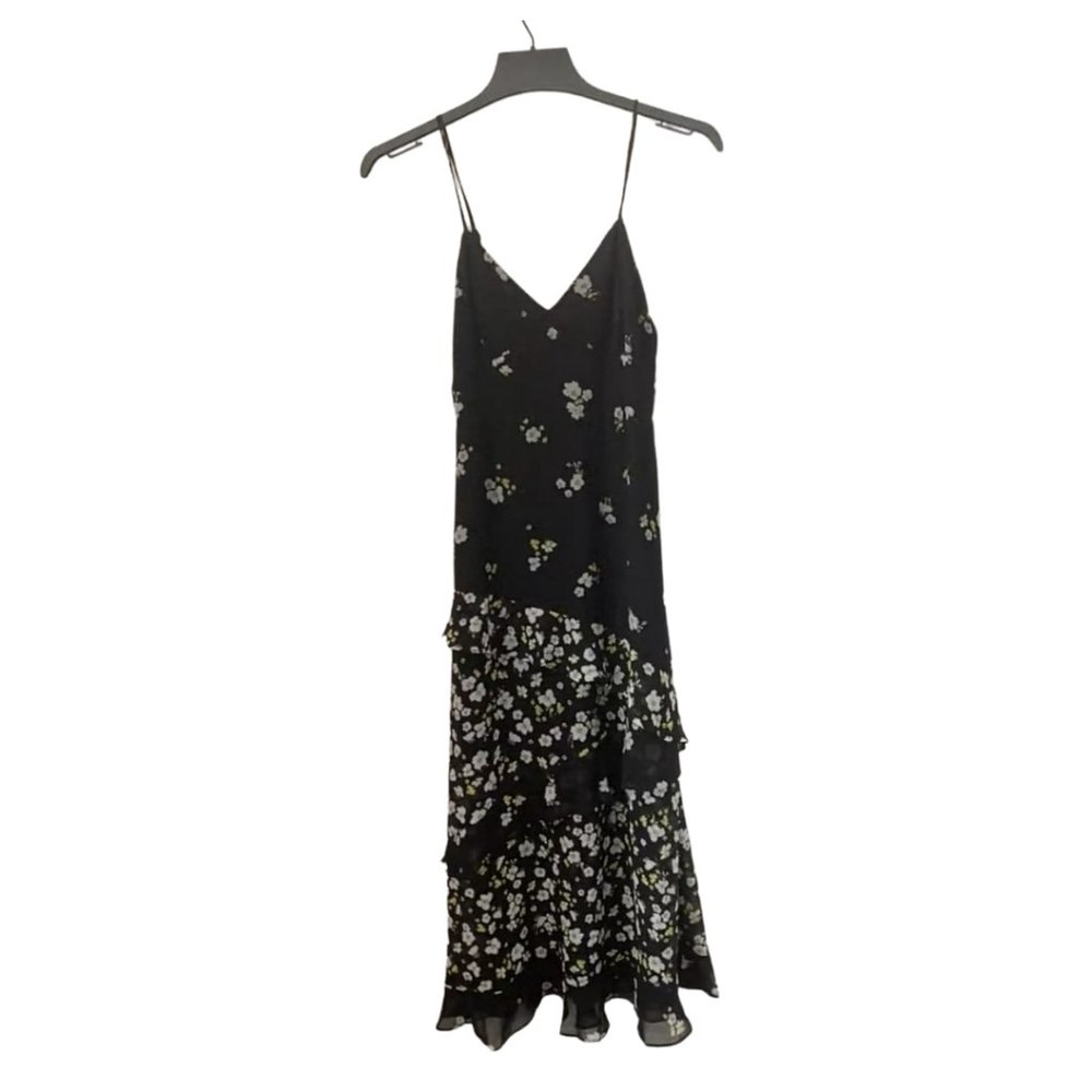 Black floral midi slip dress